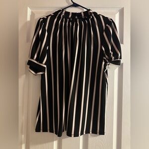 Adrianna Papell Black and White Striped Top